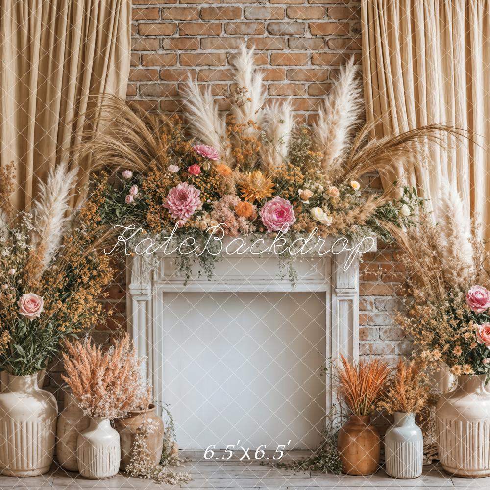 Kate Boho Fireplace Curtain Backdrop Designed by Emetselch - Kate Backdrop AU