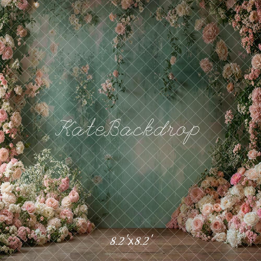 Kate Spring Floral Green Vintage Wall Backdrop Designed by Emetselch - Kate Backdrop AU