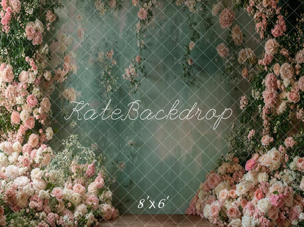 Kate Spring Floral Green Vintage Wall Backdrop Designed by Emetselch - Kate Backdrop AU