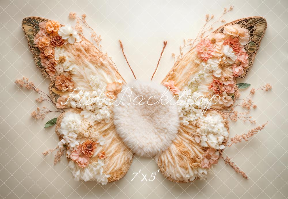 Kate Newborn Floral Butterfly Wings Floor Backdrop Designed by Emetselch - Kate Backdrop AU