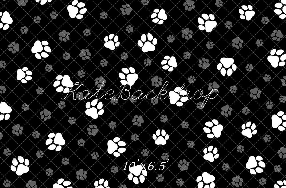 Kate Black White Paw Print Pattern Backdrop Designed by Mandy Ringe Photography - Kate Backdrop AU