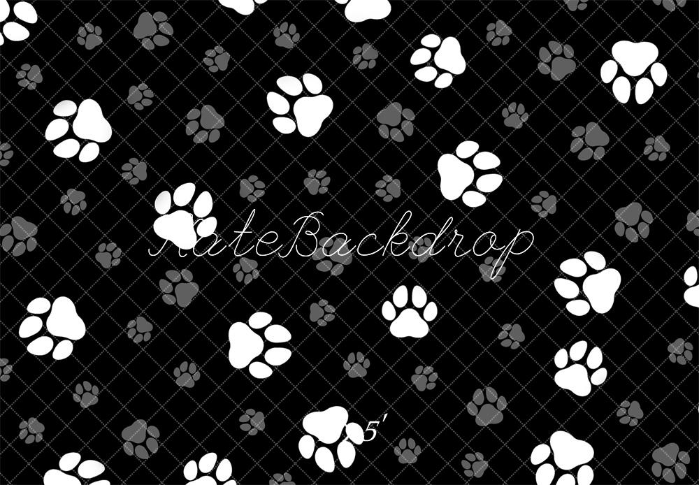 Kate Black White Paw Print Pattern Backdrop Designed by Mandy Ringe Photography - Kate Backdrop AU