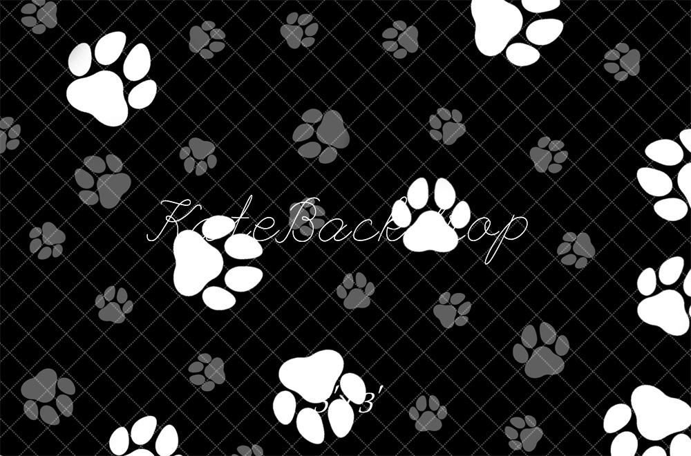 Kate Black White Paw Print Pattern Backdrop Designed by Mandy Ringe Photography - Kate Backdrop AU