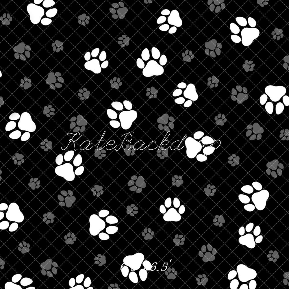 Kate Black White Paw Print Pattern Backdrop Designed by Mandy Ringe Photography - Kate Backdrop AU