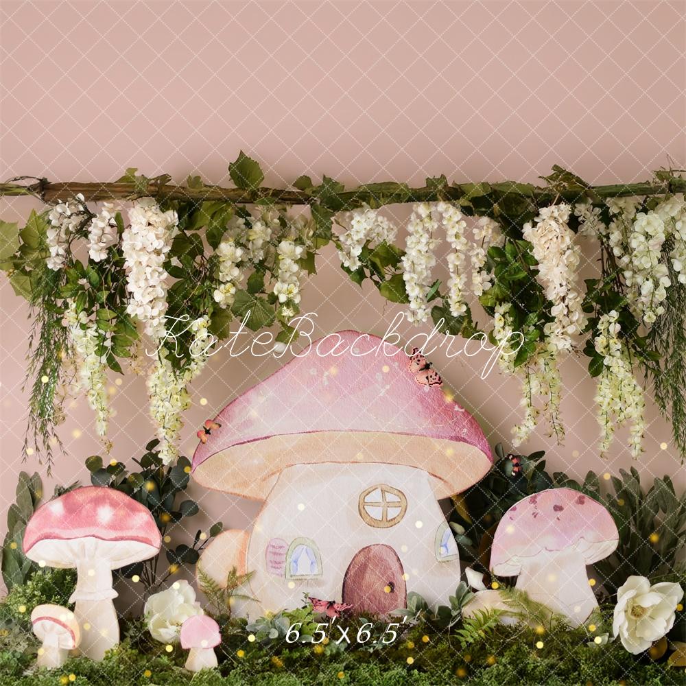 Kate Birthday Fairy Mushroom House Garden Backdrop Designed by Mandy Ringe Photography - Kate Backdrop AU