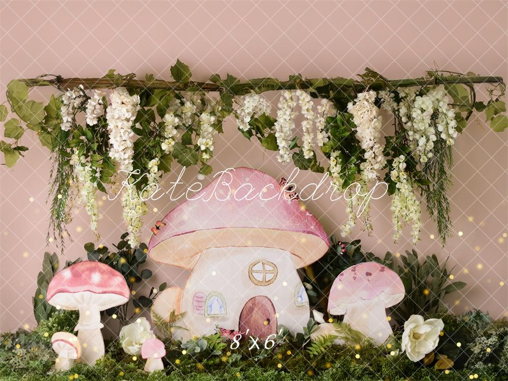 Kate Birthday Fairy Mushroom House Garden Backdrop Designed by Mandy Ringe Photography - Kate Backdrop AU