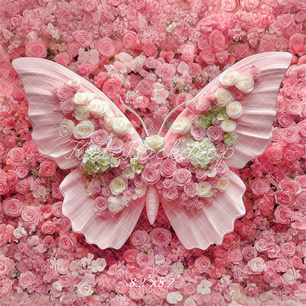 Kate Newborn Floral Pink Butterfly Backdrop Designed by Mini MakeBelieve - Kate Backdrop AU