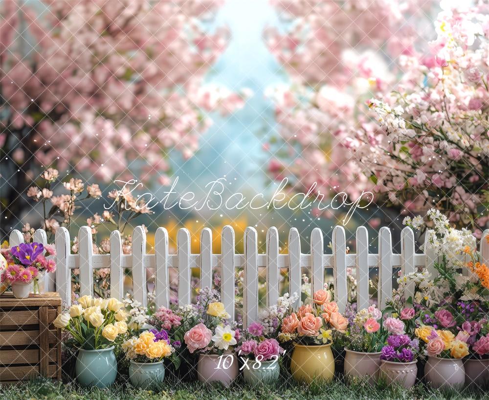 Kate Easter Spring Fence Backdrop Designed by Mini MakeBelieve - Kate Backdrop AU