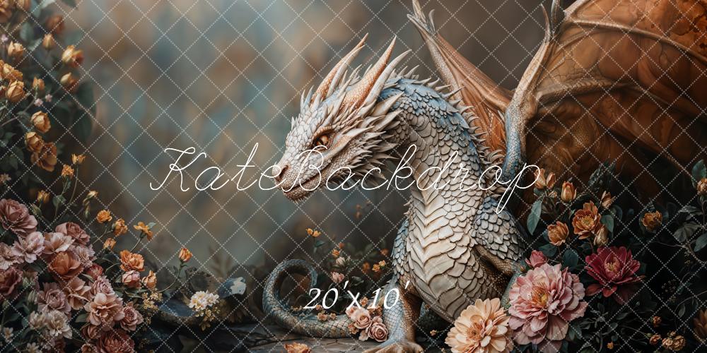Kate Fantasy Dragon Floral Backdrop Designed by Emetselch - Kate Backdrop AU