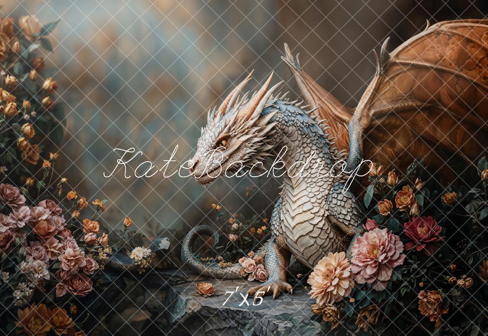 Kate Fantasy Dragon Floral Backdrop Designed by Emetselch - Kate Backdrop AU