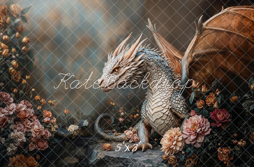 Kate Fantasy Dragon Floral Backdrop Designed by Emetselch - Kate Backdrop AU
