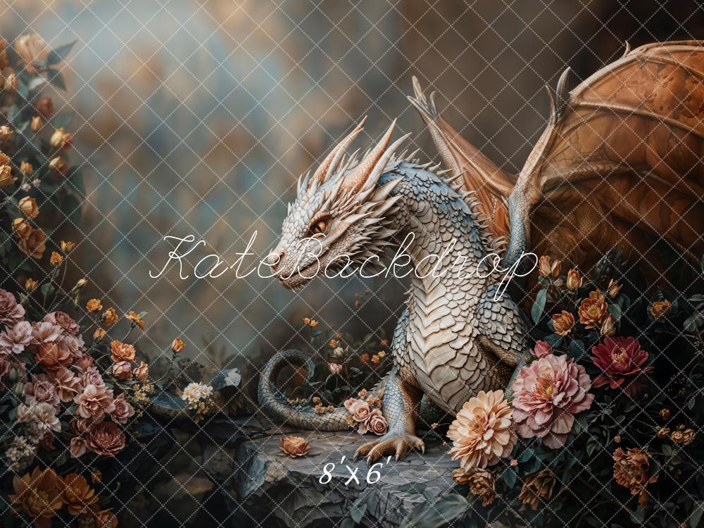 Kate Fantasy Dragon Floral Backdrop Designed by Emetselch - Kate Backdrop AU