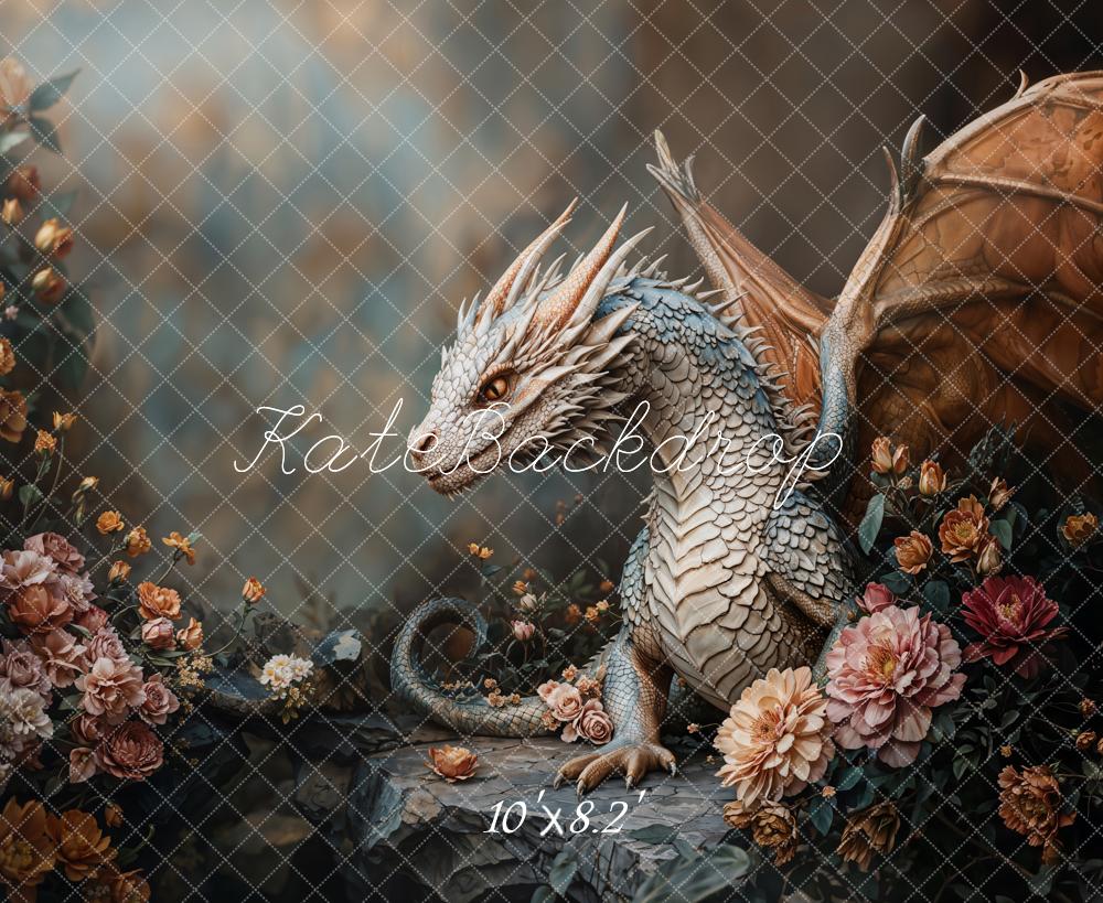 Kate Fantasy Dragon Floral Backdrop Designed by Emetselch - Kate Backdrop AU