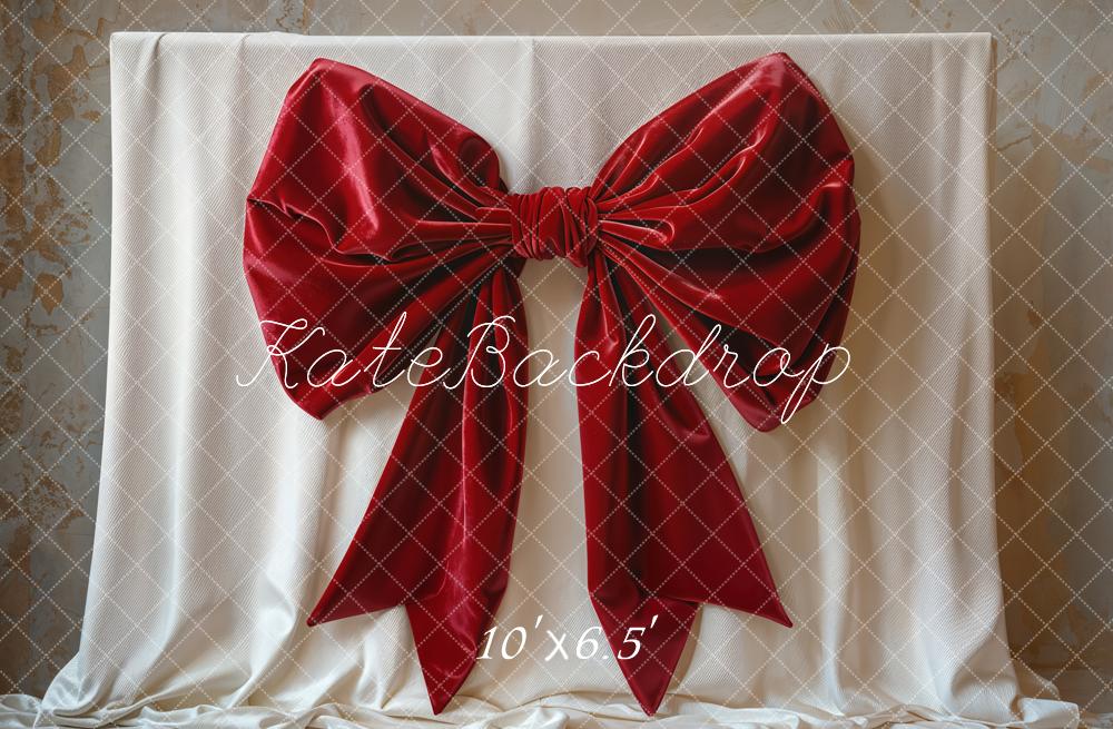 Kate Red Big Bow Elegant Fabric Backdrop Designed by Emetselch - Kate Backdrop AU