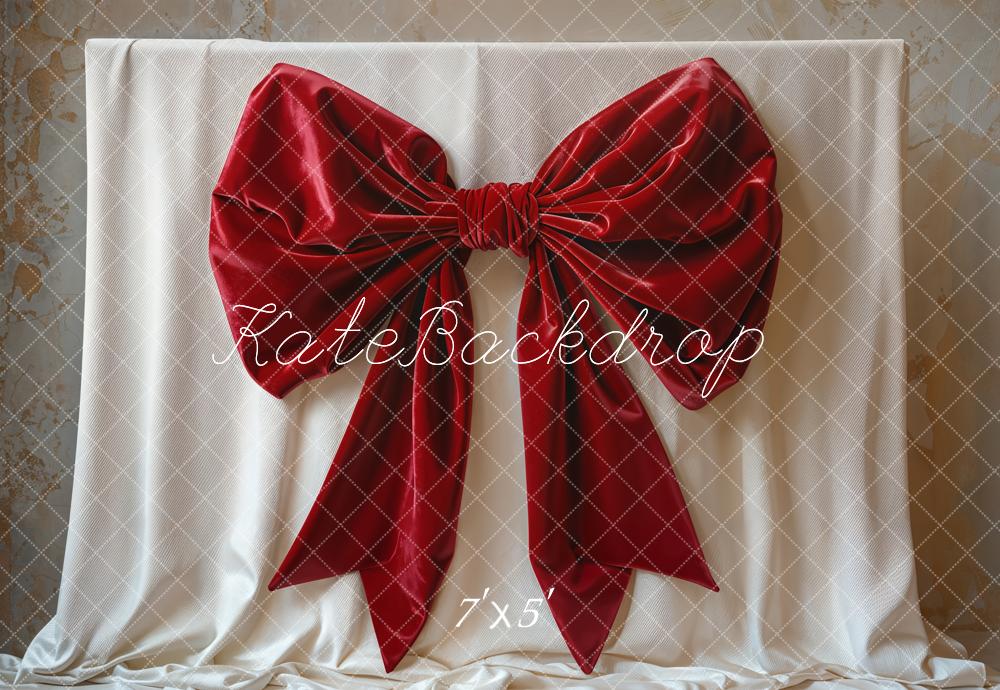 Kate Red Big Bow Elegant Fabric Backdrop Designed by Emetselch - Kate Backdrop AU