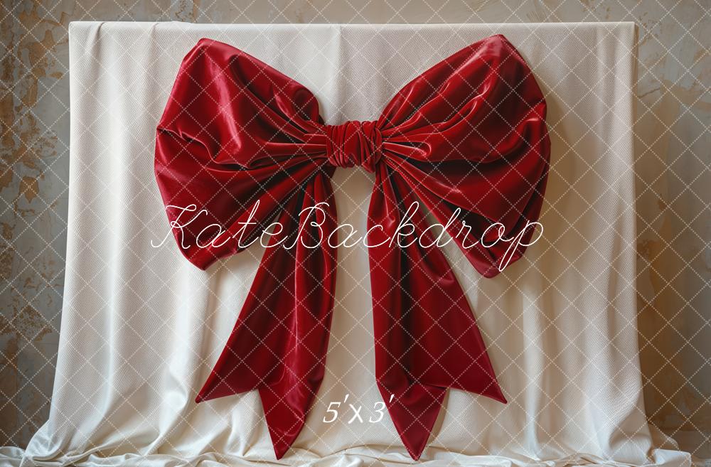 Kate Red Big Bow Elegant Fabric Backdrop Designed by Emetselch - Kate Backdrop AU