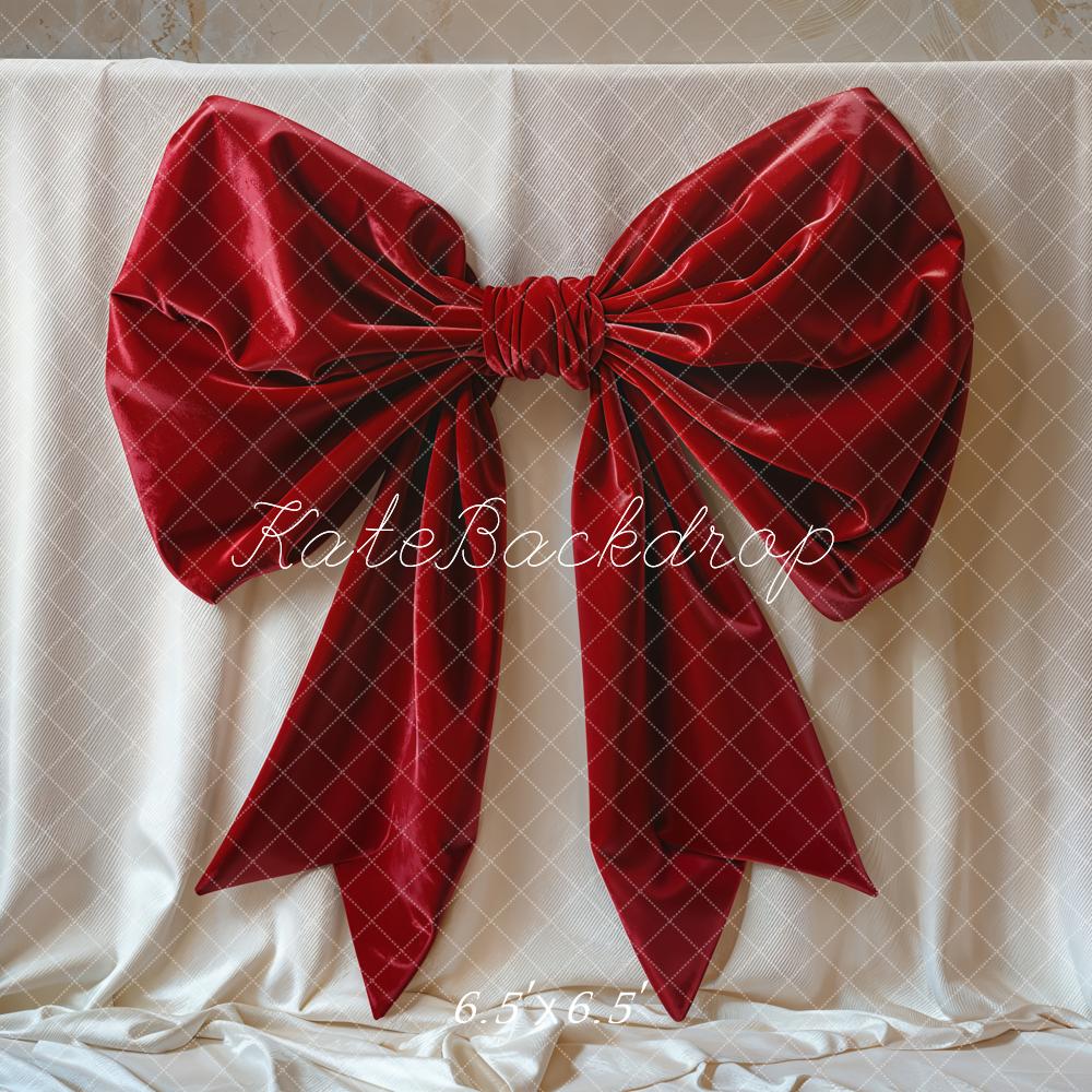 Kate Red Big Bow Elegant Fabric Backdrop Designed by Emetselch - Kate Backdrop AU
