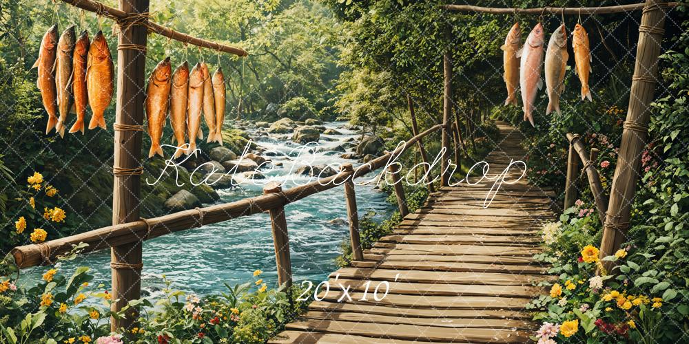 Kate Rustic Bridge Fish River Backdrop Designed by Emetselch - Kate Backdrop AU