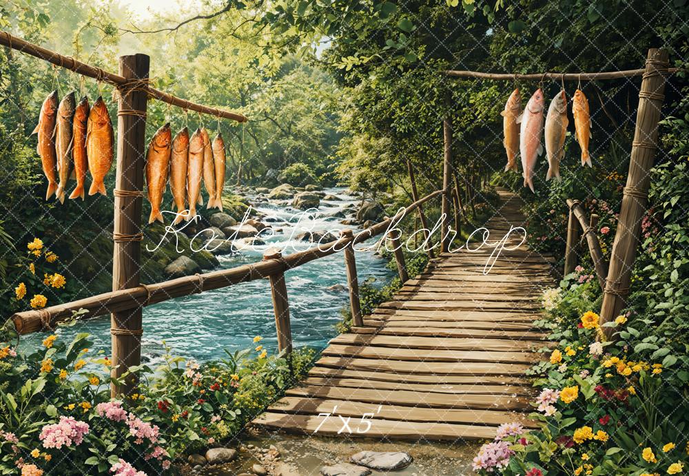 Kate Rustic Bridge Fish River Backdrop Designed by Emetselch - Kate Backdrop AU