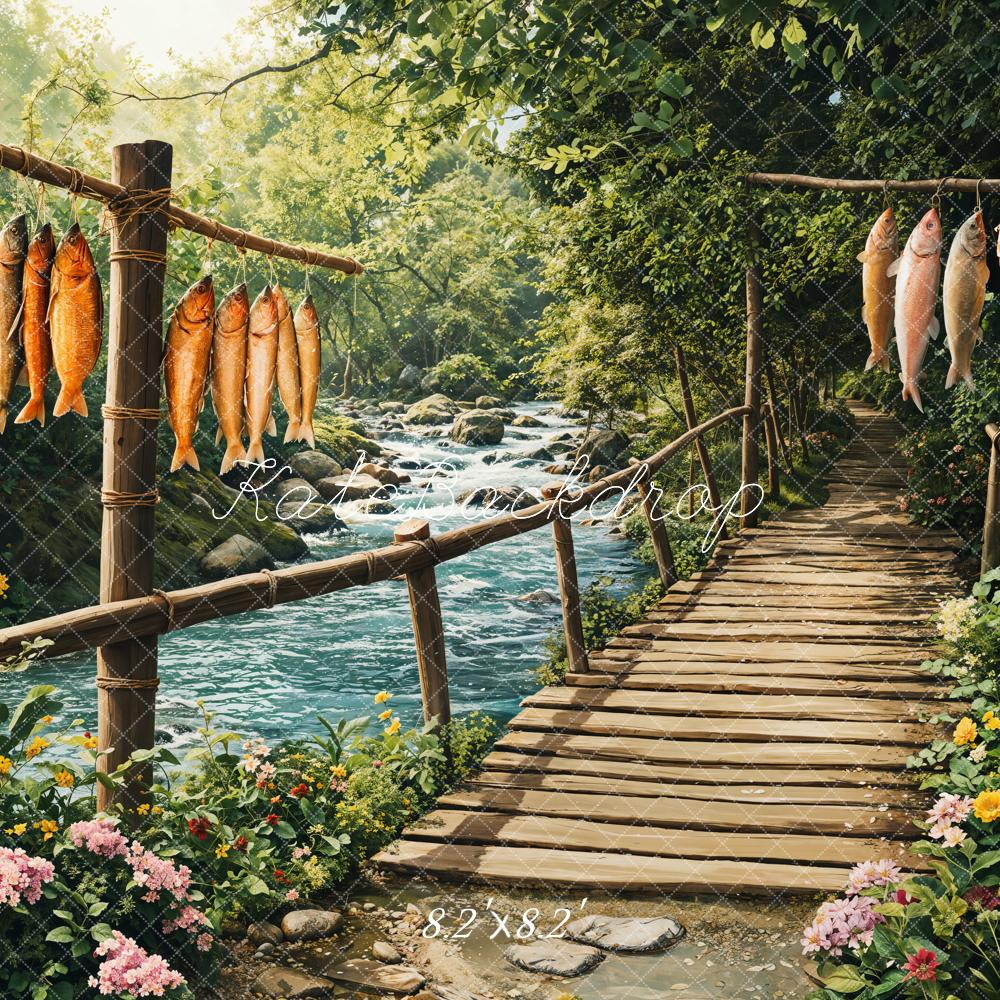 Kate Rustic Bridge Fish River Backdrop Designed by Emetselch - Kate Backdrop AU