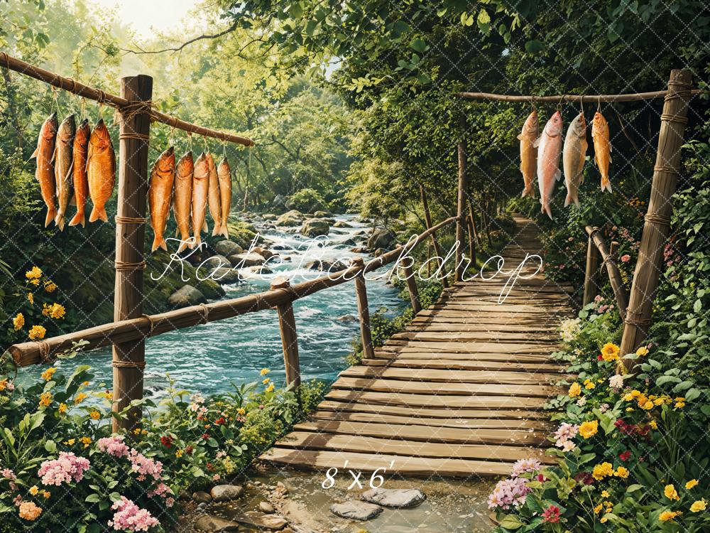 Kate Rustic Bridge Fish River Backdrop Designed by Emetselch - Kate Backdrop AU