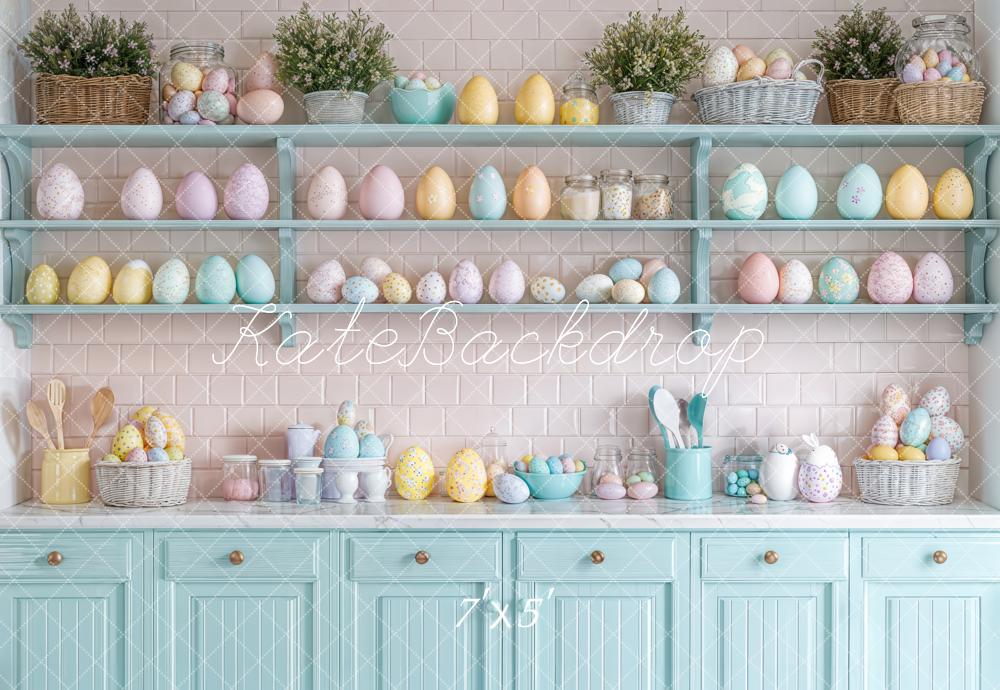 Kate Easter Kitchen Egg Shelf Pastel Backdrop Designed by Emetselch - Kate Backdrop AU