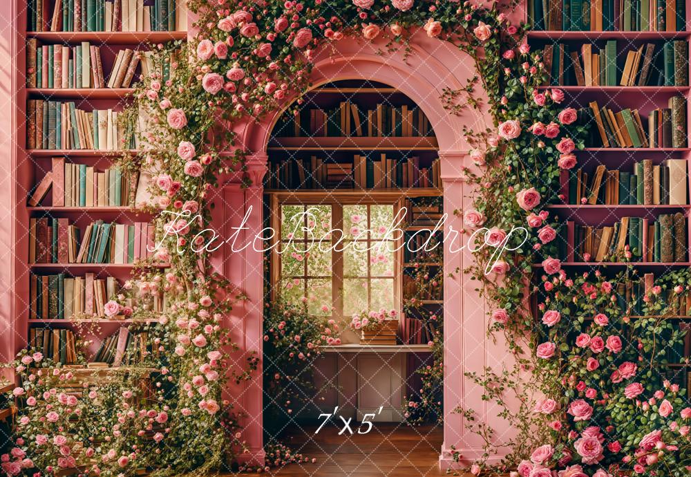 Kate Pink Floral Arch Study Backdrop Designed by Emetselch - Kate Backdrop AU