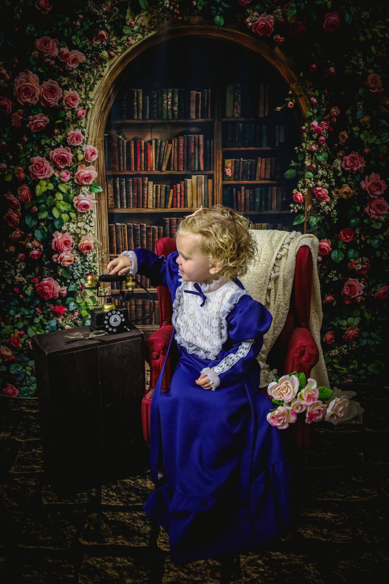 Kate Back To School Flower Arch Library Backdrop Designed by Emetselch