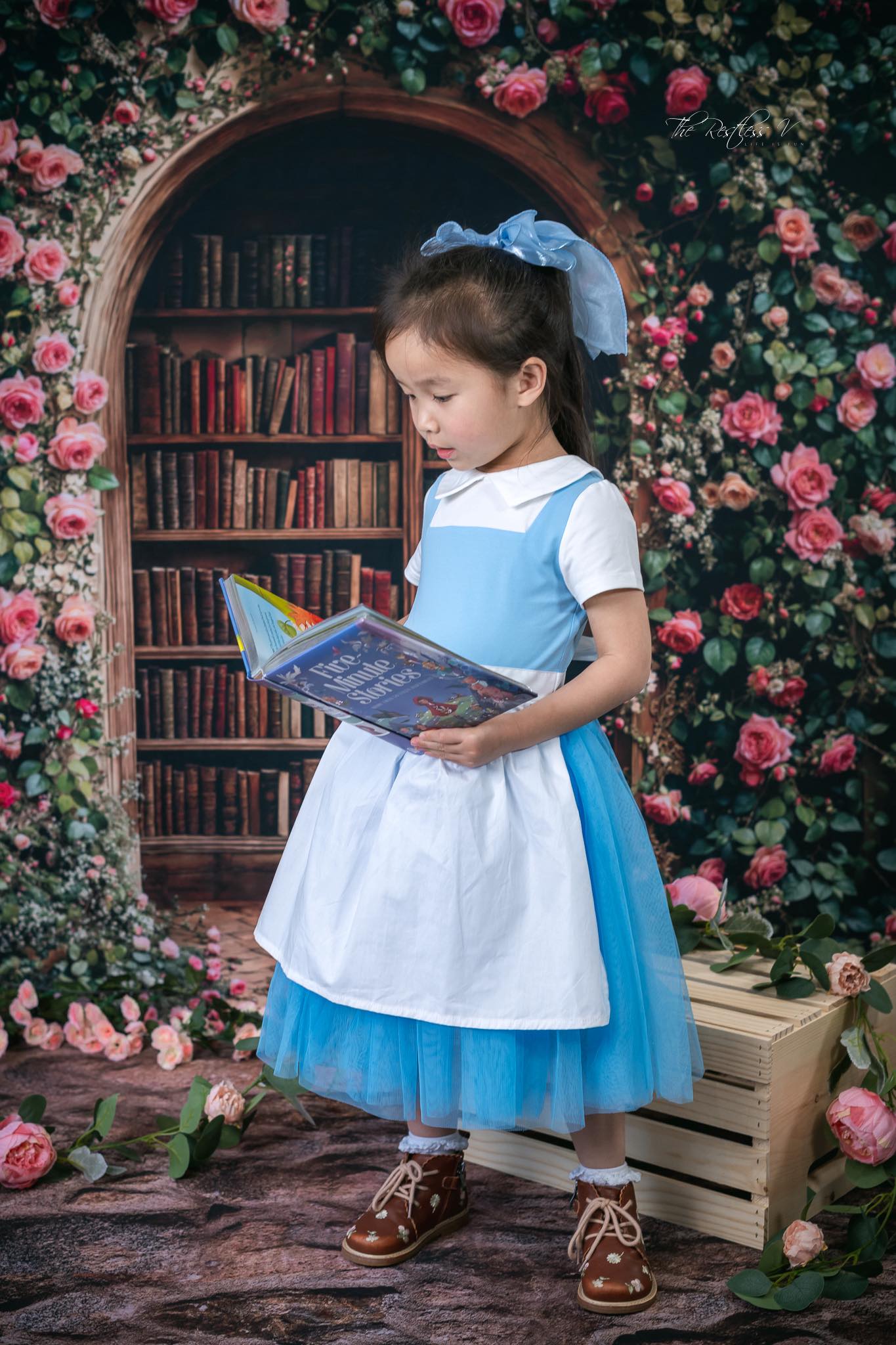 Kate Back To School Flower Arch Library Backdrop Designed by Emetselch - Kate Backdrop AU