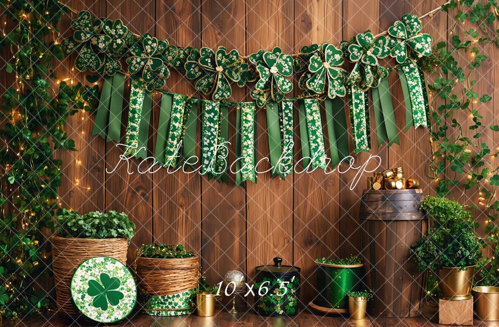 Kate St. Patrick's Day Shamrock Wood Backdrop Designed by Emetselch - Kate Backdrop AU