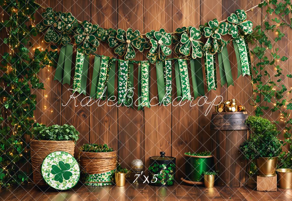 Kate St. Patrick's Day Shamrock Wood Backdrop Designed by Emetselch - Kate Backdrop AU