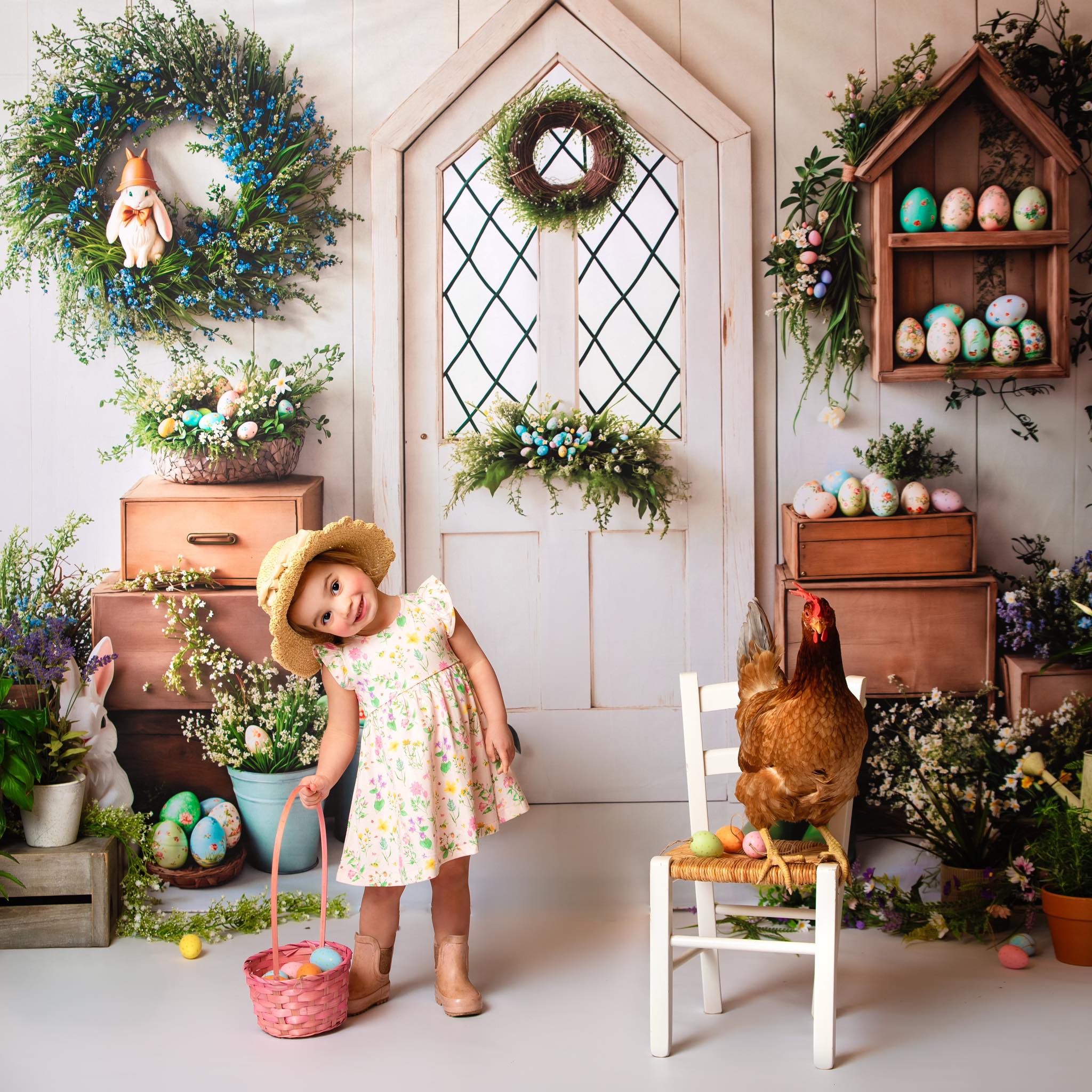 Kate Easter Bunny Spring Door Backdrop Designed by Emetselch - Kate Backdrop AU