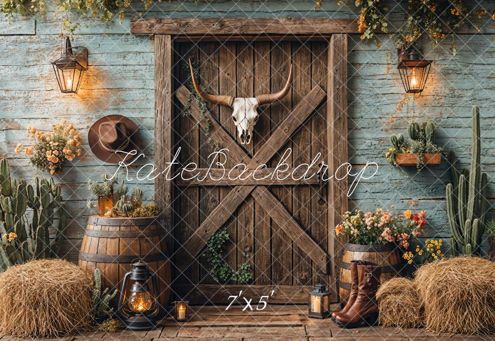 Kate Western Cowboy Barn Door Backdrop Designed by Emetselch - Kate Backdrop AU