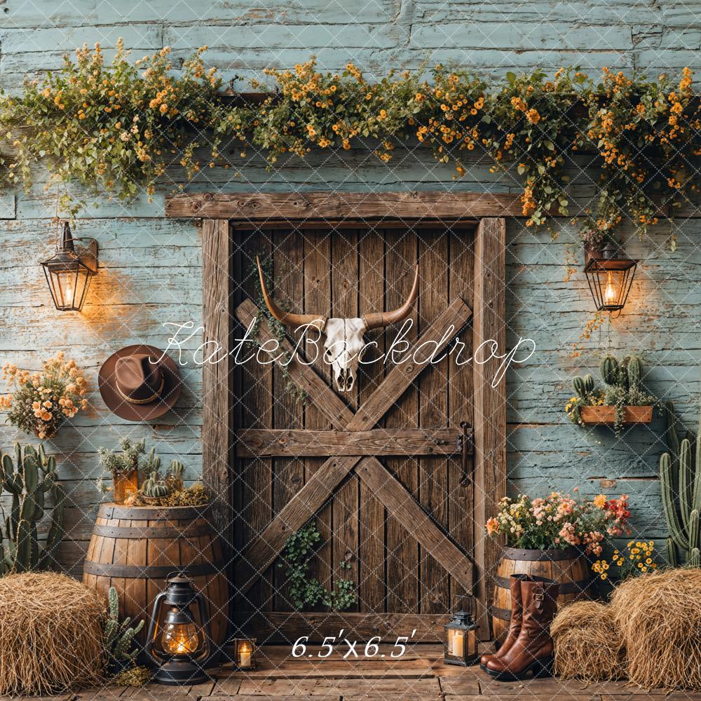 Kate Western Cowboy Barn Door Backdrop Designed by Emetselch - Kate Backdrop AU