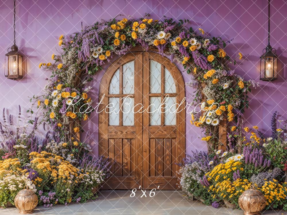 Kate Spring Flower Arch Purple Door Backdrop Designed by Emetselch - Kate Backdrop AU