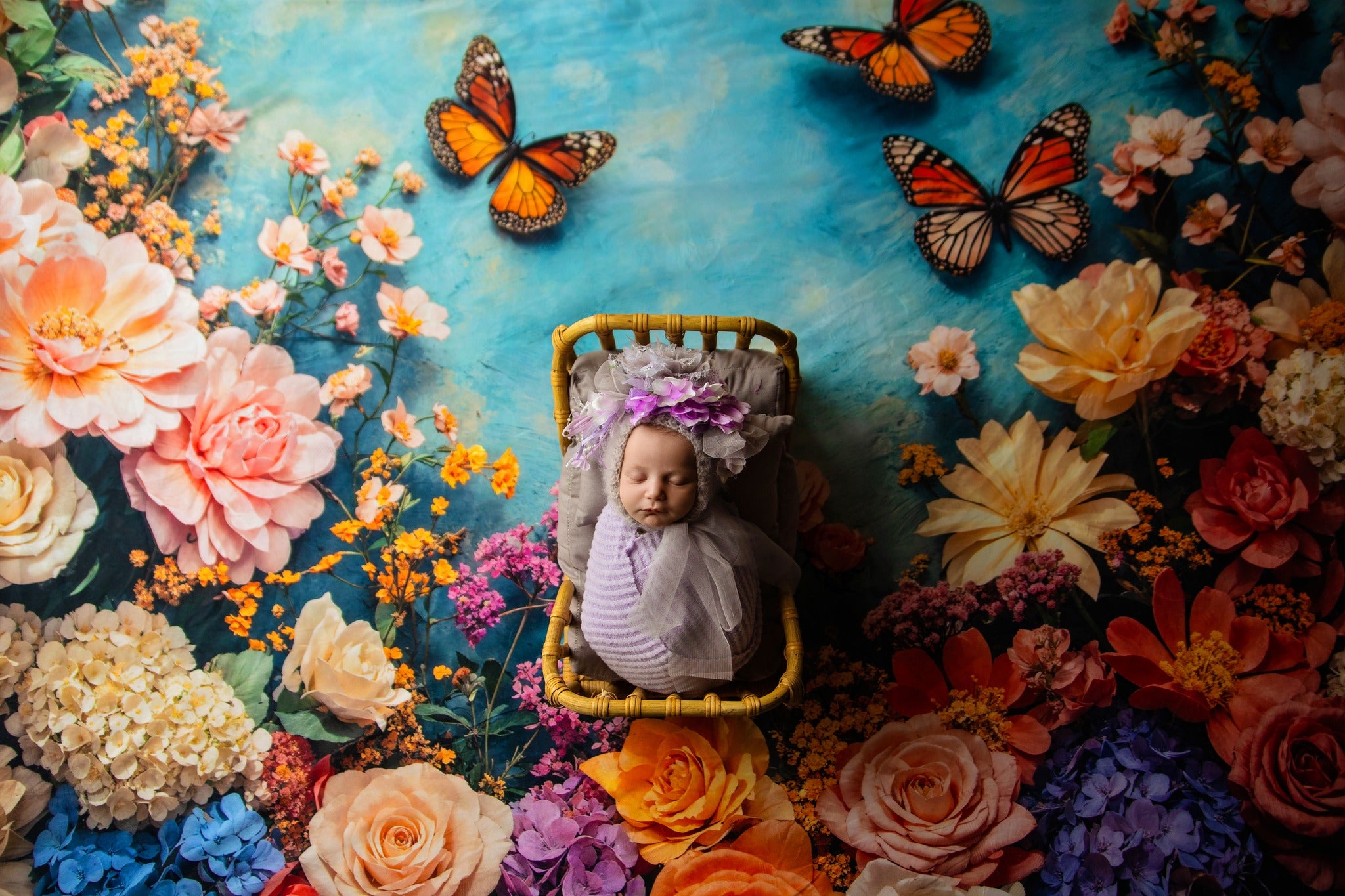 Kate Spring Floral Butterfly Backdrop Designed by Emetselch - Kate Backdrop AU