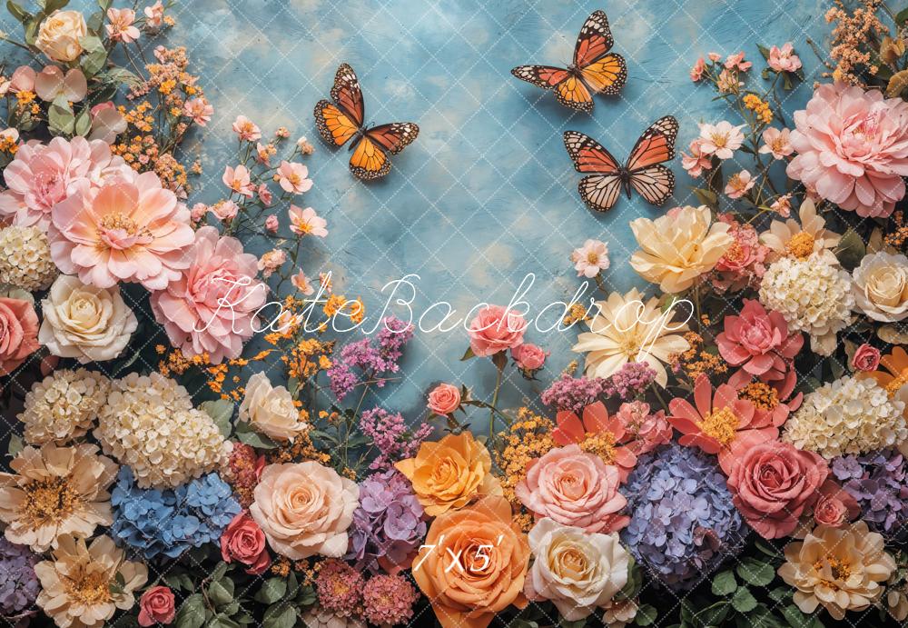 Kate Spring Floral Butterfly Backdrop Designed by Emetselch - Kate Backdrop AU