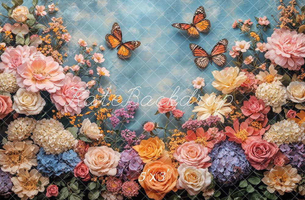 Kate Spring Floral Butterfly Backdrop Designed by Emetselch - Kate Backdrop AU