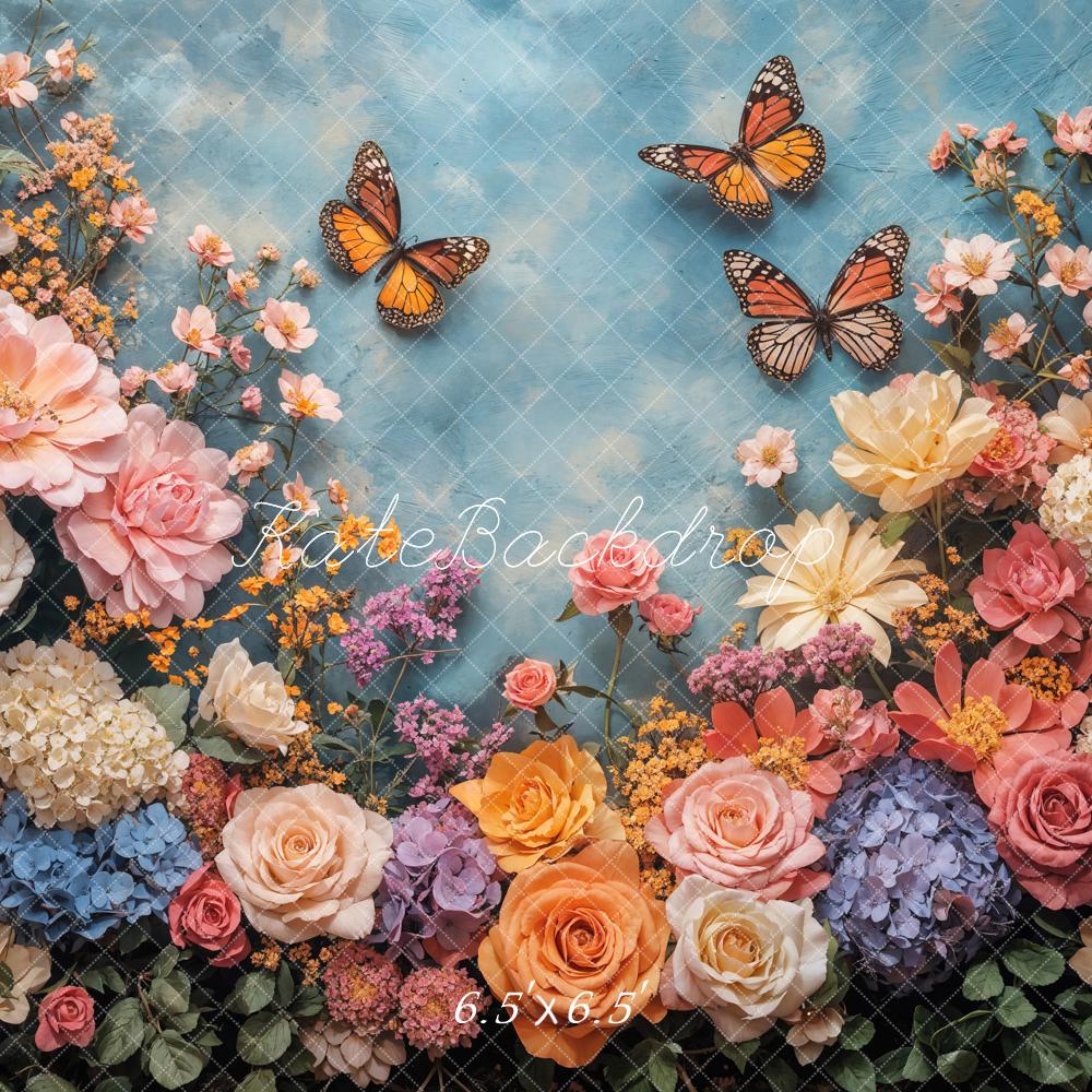 Kate Spring Floral Butterfly Backdrop Designed by Emetselch - Kate Backdrop AU