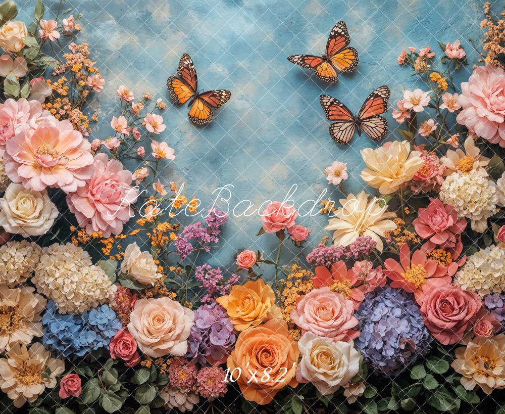 Kate Spring Floral Butterfly Backdrop Designed by Emetselch - Kate Backdrop AU