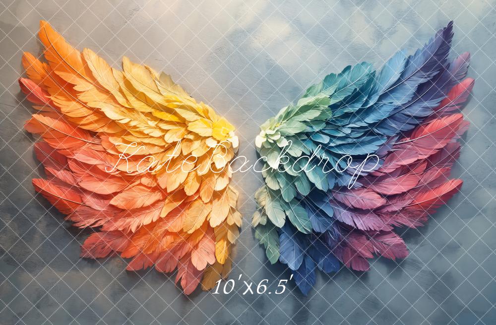 Kate Rainbow Feather Wings Backdrop Designed by Emetselch - Kate Backdrop AU