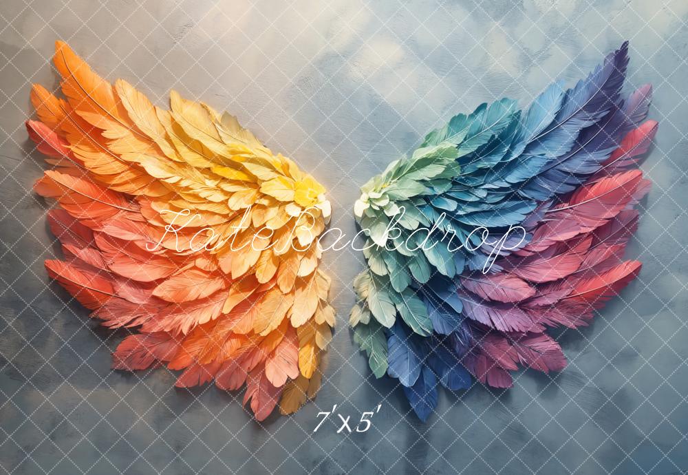 Kate Rainbow Feather Wings Backdrop Designed by Emetselch - Kate Backdrop AU