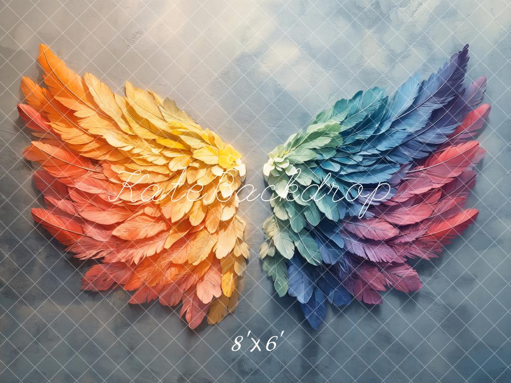 Kate Rainbow Feather Wings Backdrop Designed by Emetselch - Kate Backdrop AU