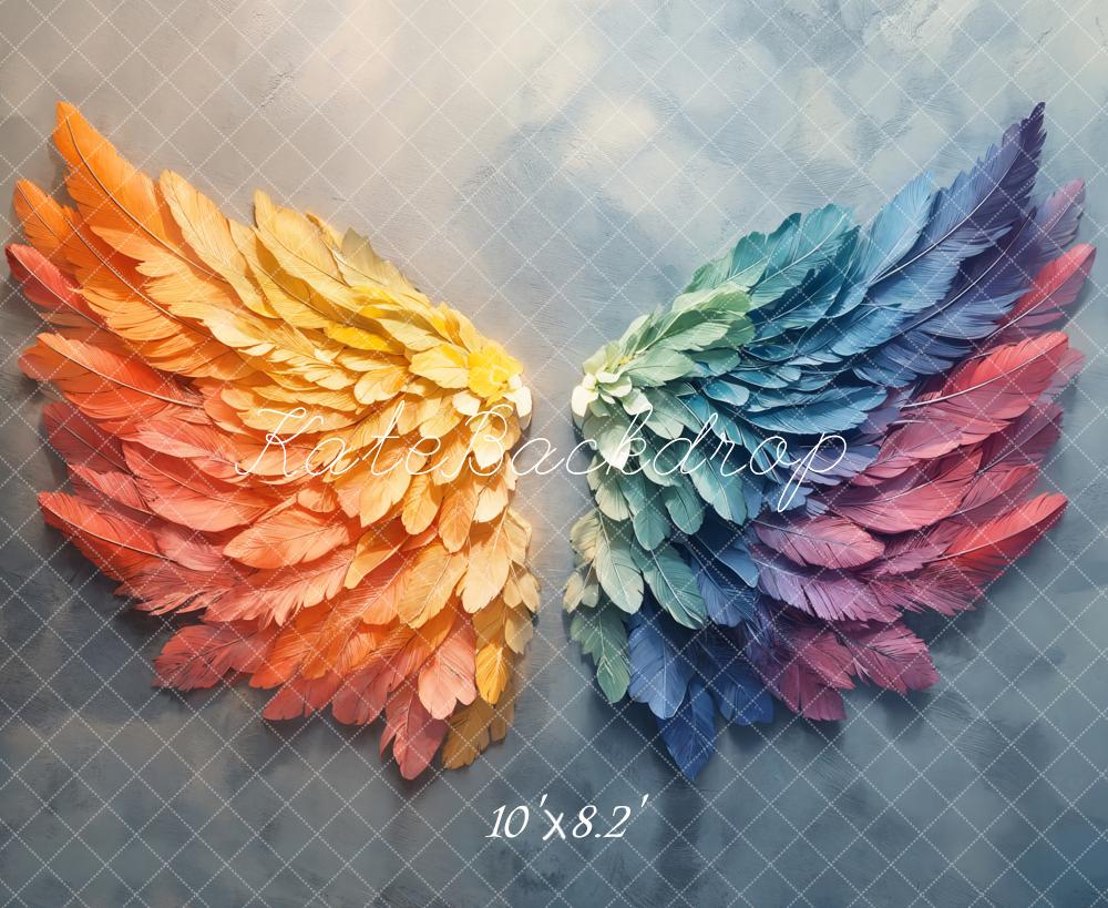 Kate Rainbow Feather Wings Backdrop Designed by Emetselch - Kate Backdrop AU