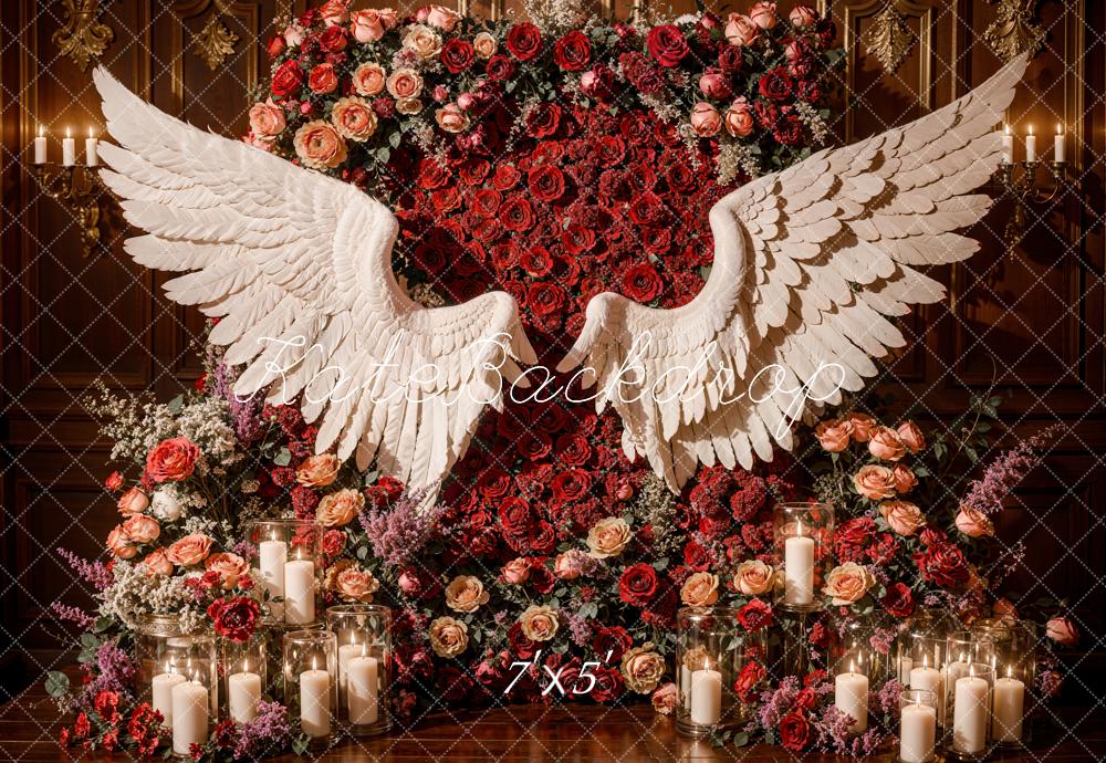 Kate Romantic Red Floral Angel Wings Backdrop Designed by Emetselch - Kate Backdrop AU