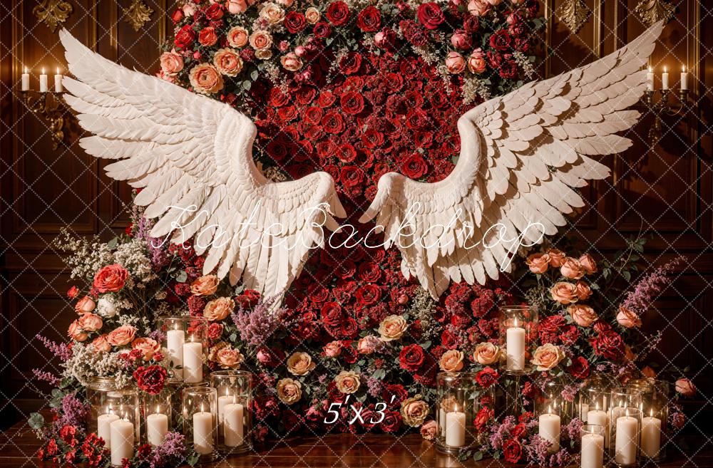 Kate Romantic Red Floral Angel Wings Backdrop Designed by Emetselch - Kate Backdrop AU