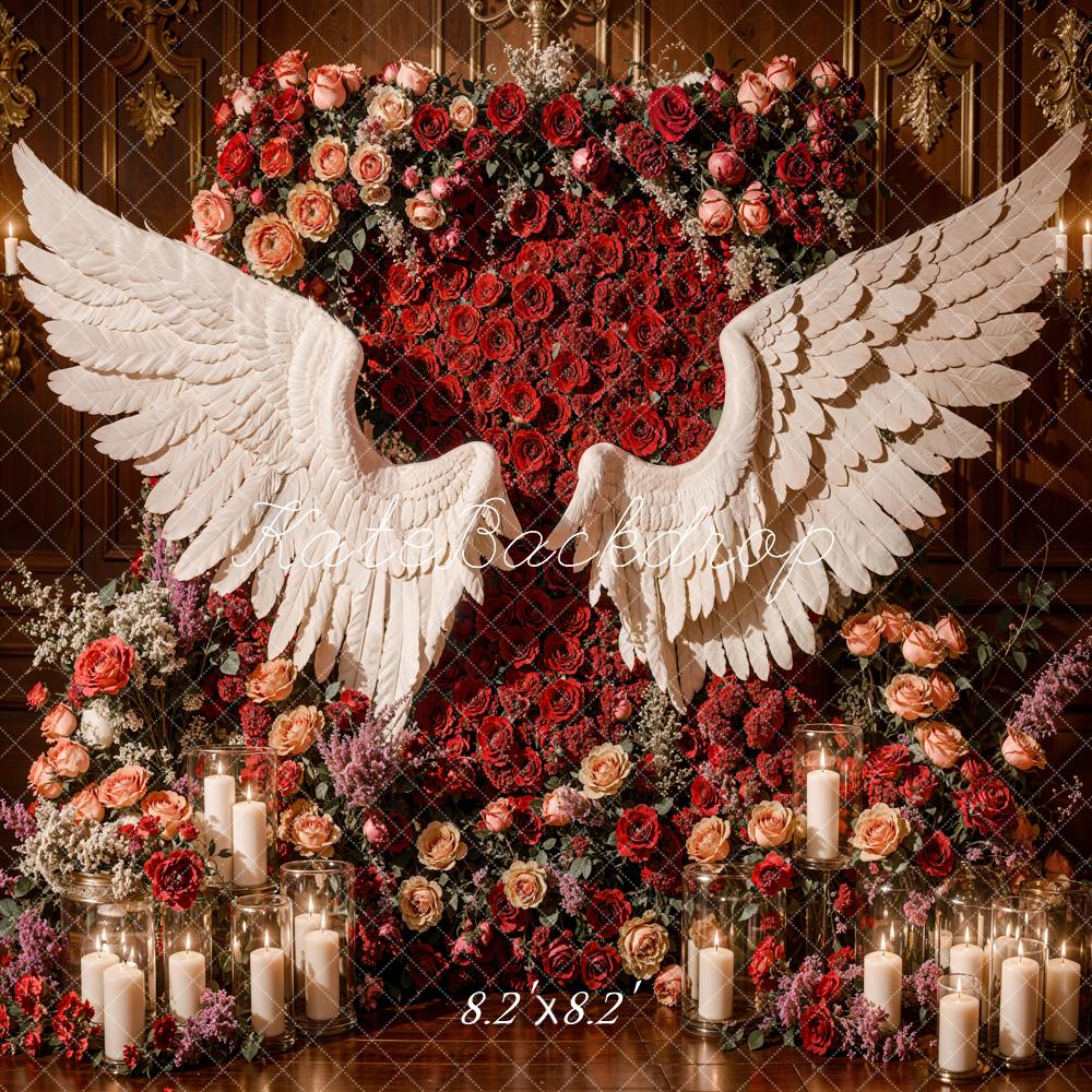 Kate Romantic Red Floral Angel Wings Backdrop Designed by Emetselch - Kate Backdrop AU