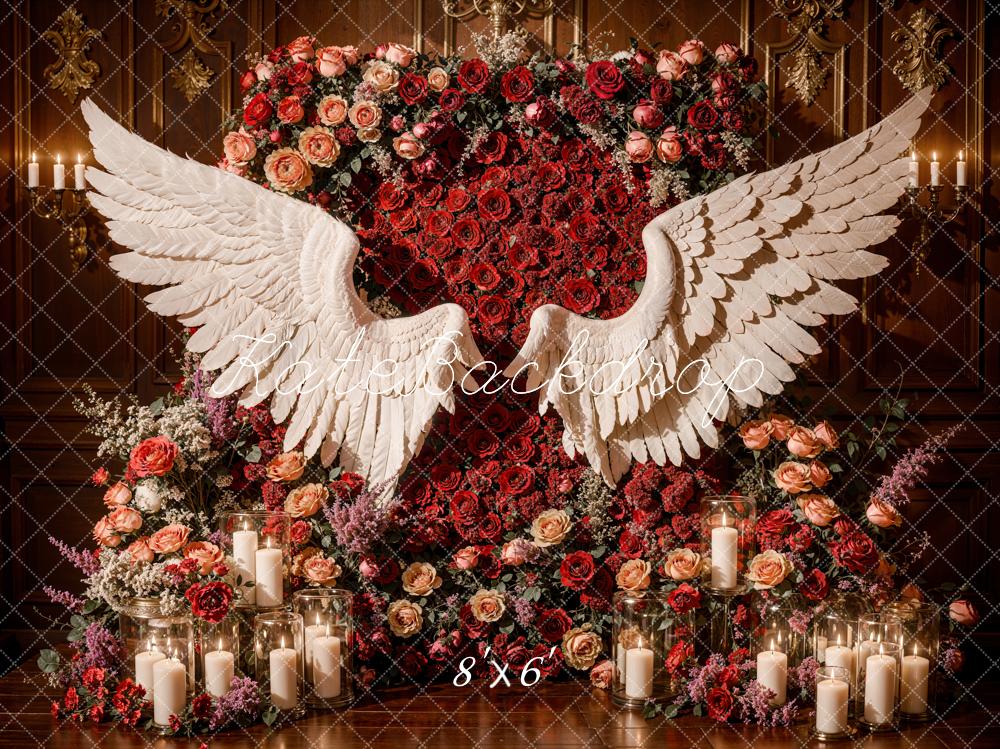 Kate Romantic Red Floral Angel Wings Backdrop Designed by Emetselch - Kate Backdrop AU