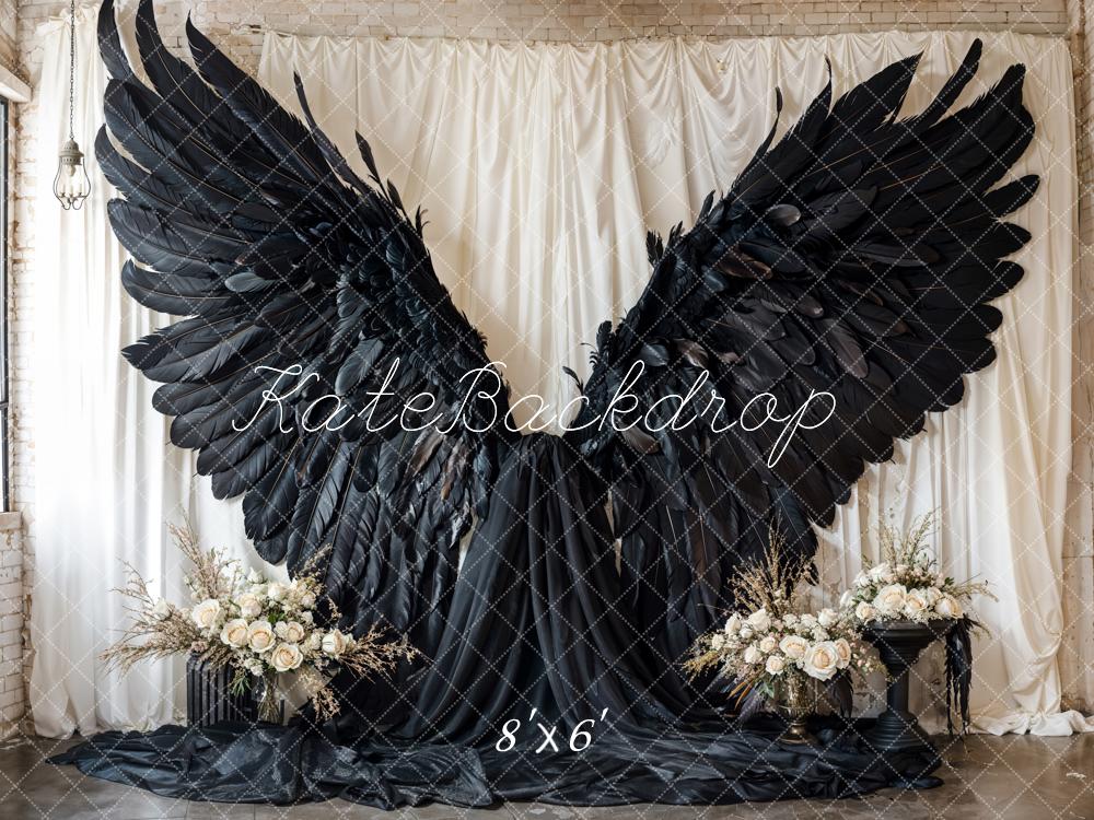 Kate Black Angel Wings Curtain Backdrop Designed by Emetselch - Kate Backdrop AU