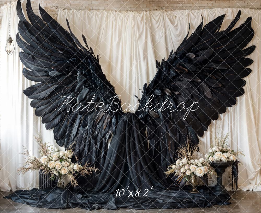 Kate Black Angel Wings Curtain Backdrop Designed by Emetselch - Kate Backdrop AU